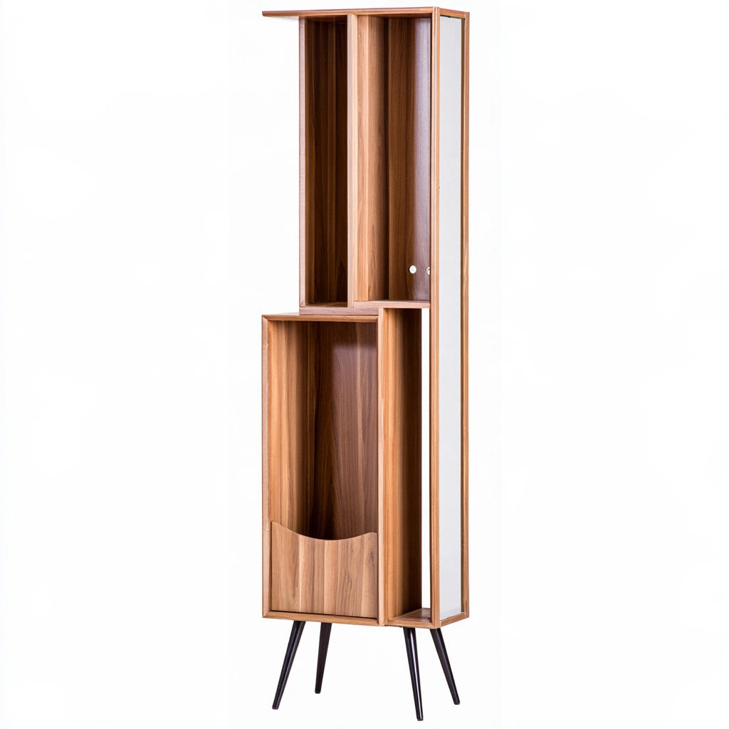 Opbergkast van hout met walnootlook, kleur walnootbruin