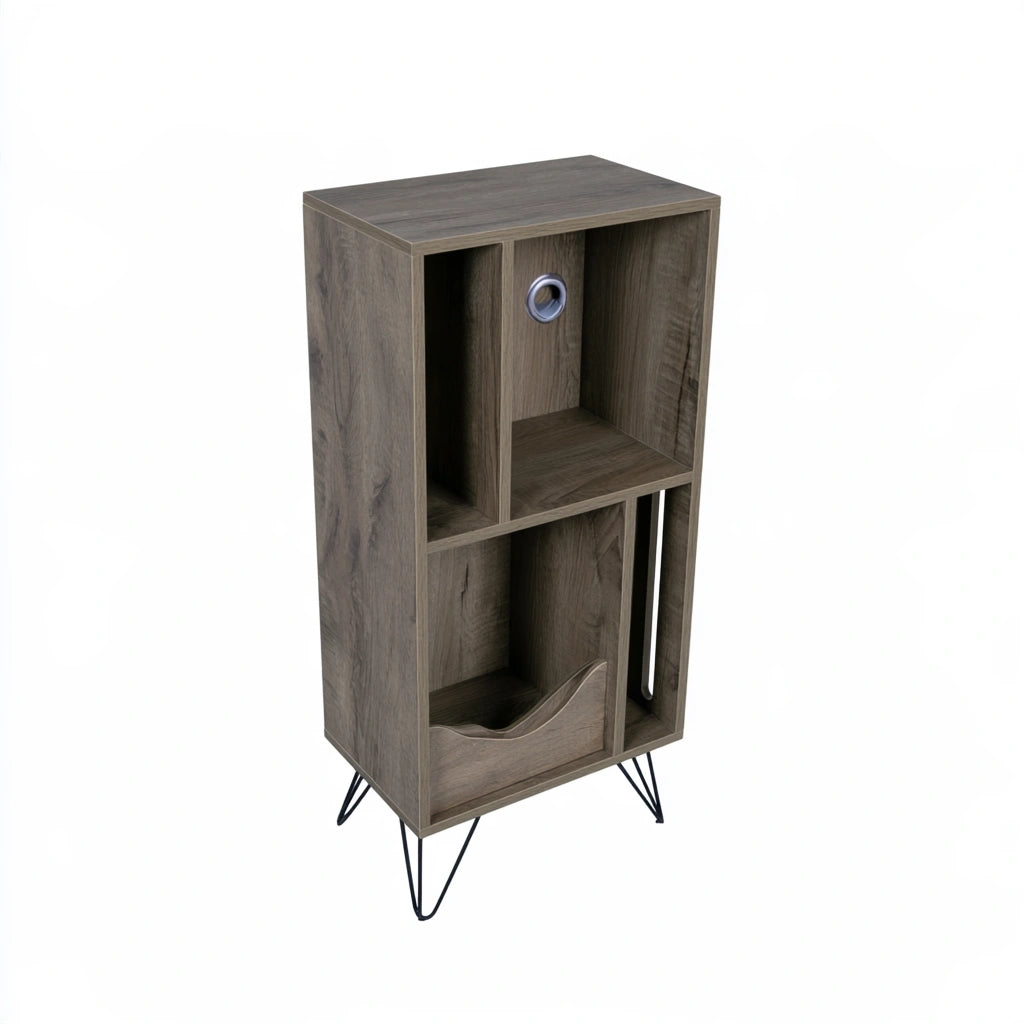 Opbergkast van hout met walnootlook, kleur walnootbruin