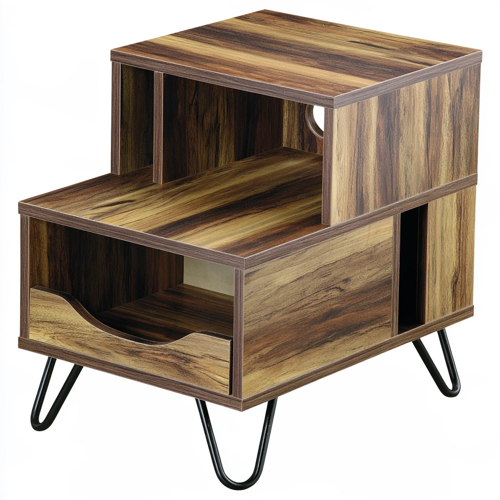 Opbergkast van hout met walnootlook, kleur walnootbruin